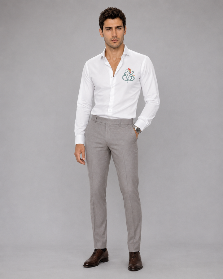 Ganesh Embroidered White Shirt