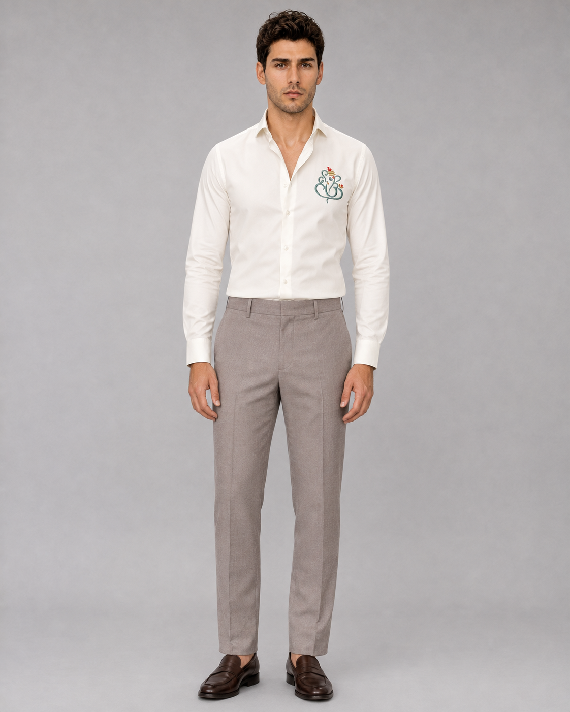 Ivory Ganesh Embroidered Shirt