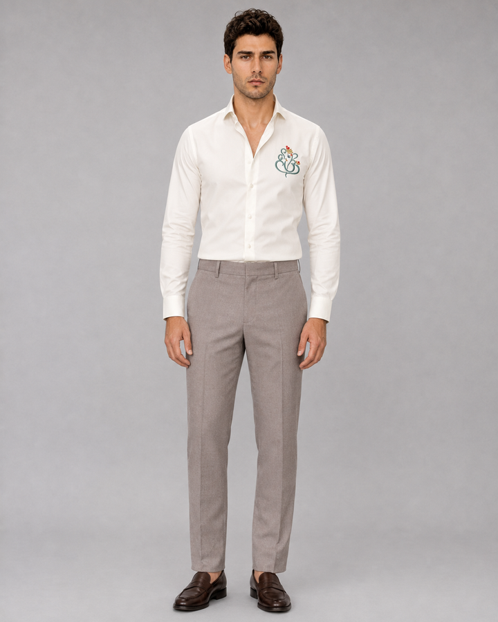 Ivory Ganesh Embroidered Shirt