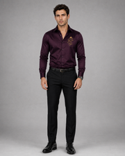 Ganesh Embroidered Wine Shirt