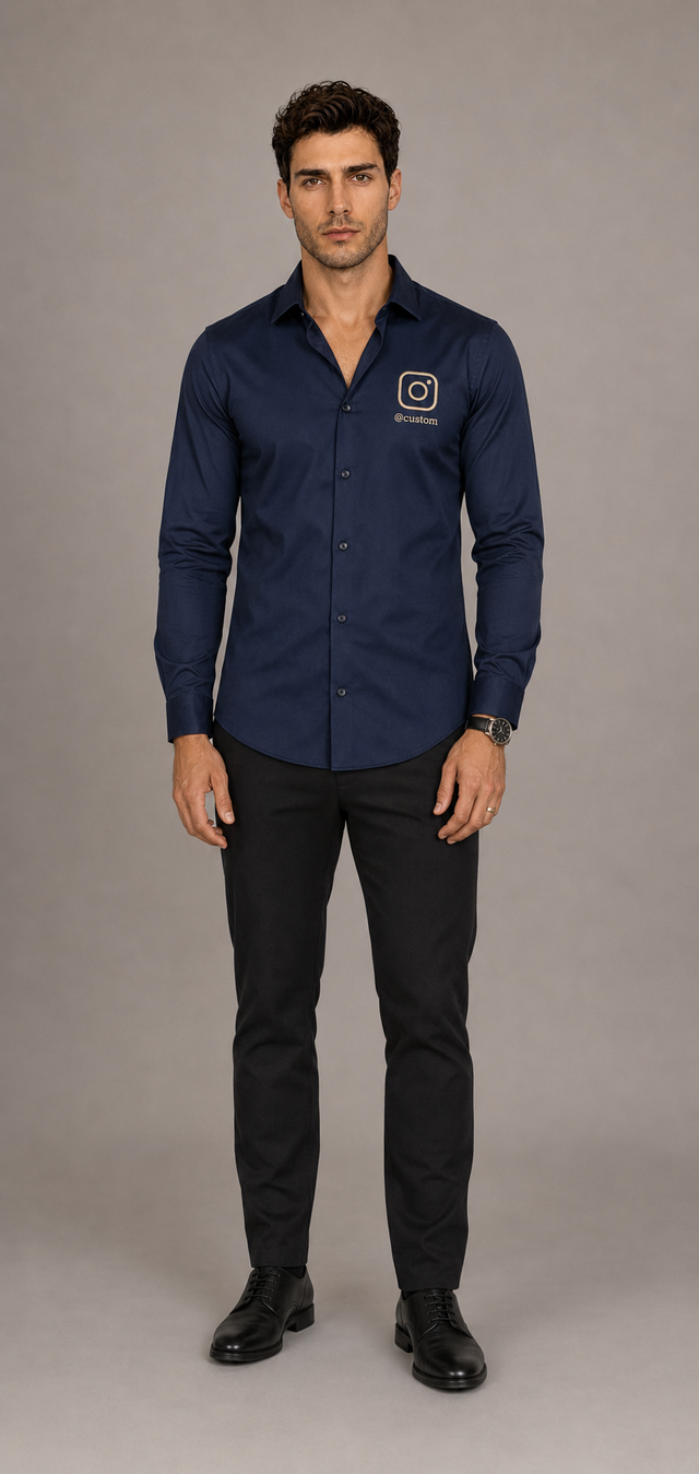 Custom Instagram Username Shirt – Navy Blue