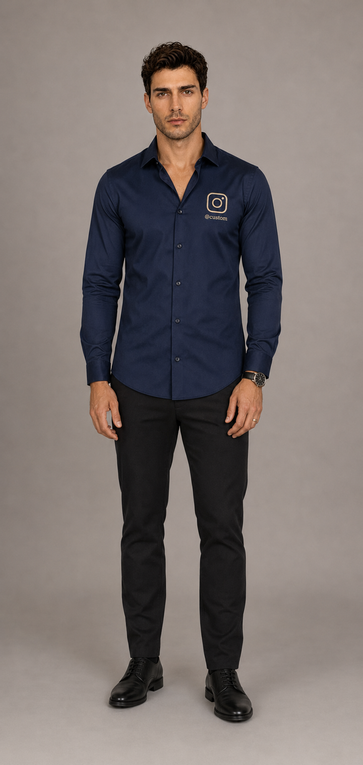 Custom Instagram Username Shirt – Navy Blue