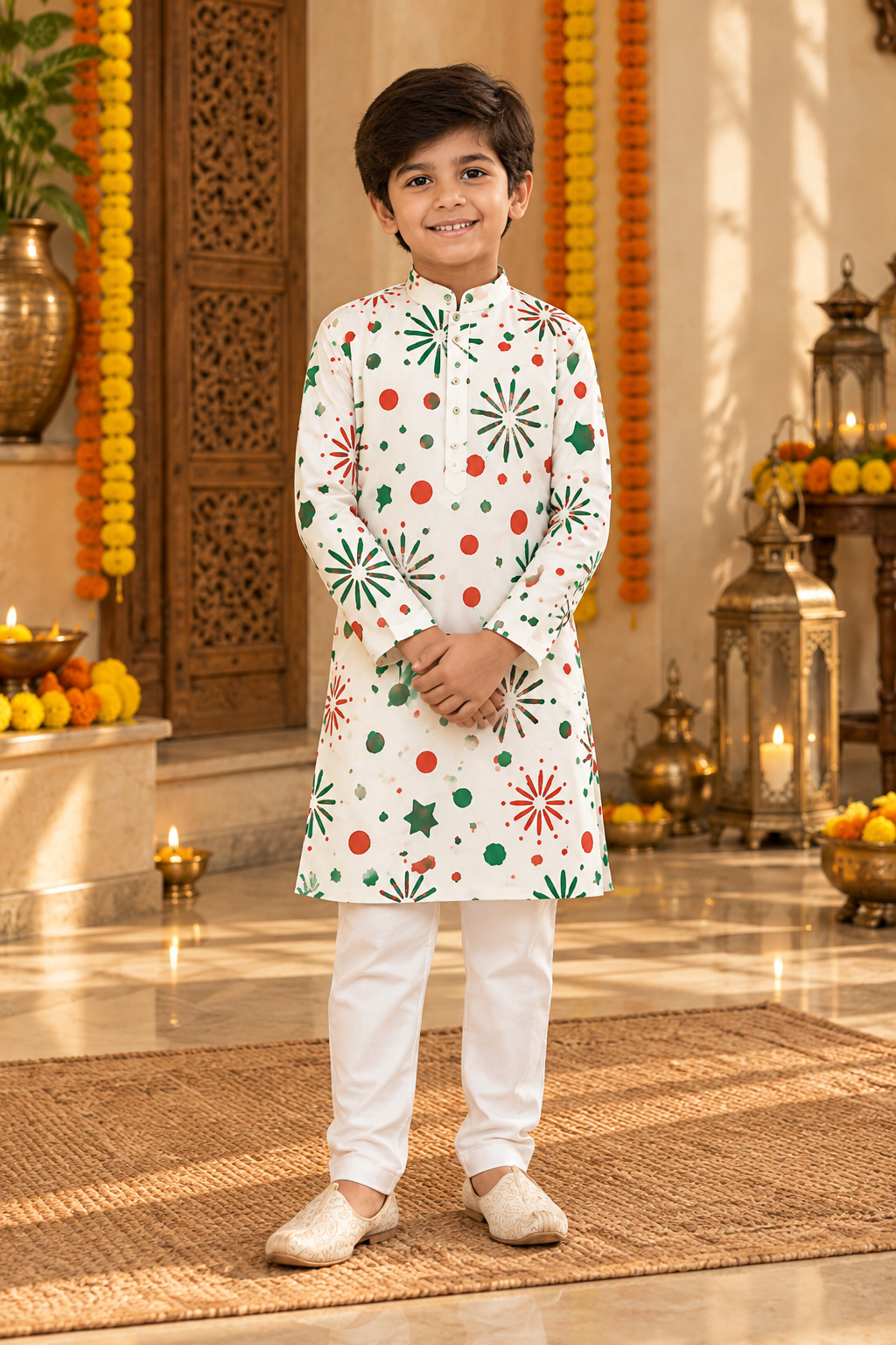 Festive Fireworks Father–Son Diwali Twinning Kurta Pajama Set