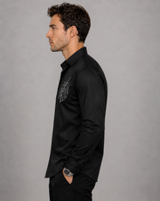 Black Monstera Embroidery Shirt