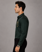 Bottle Green Ganesh Embroidered Shirt