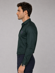 Bottle Green Geometric Heart Embroidered Shirt