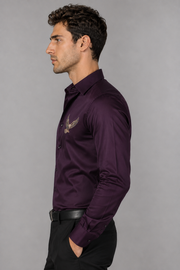 Royal Plum Eagle Embroidered Shirt