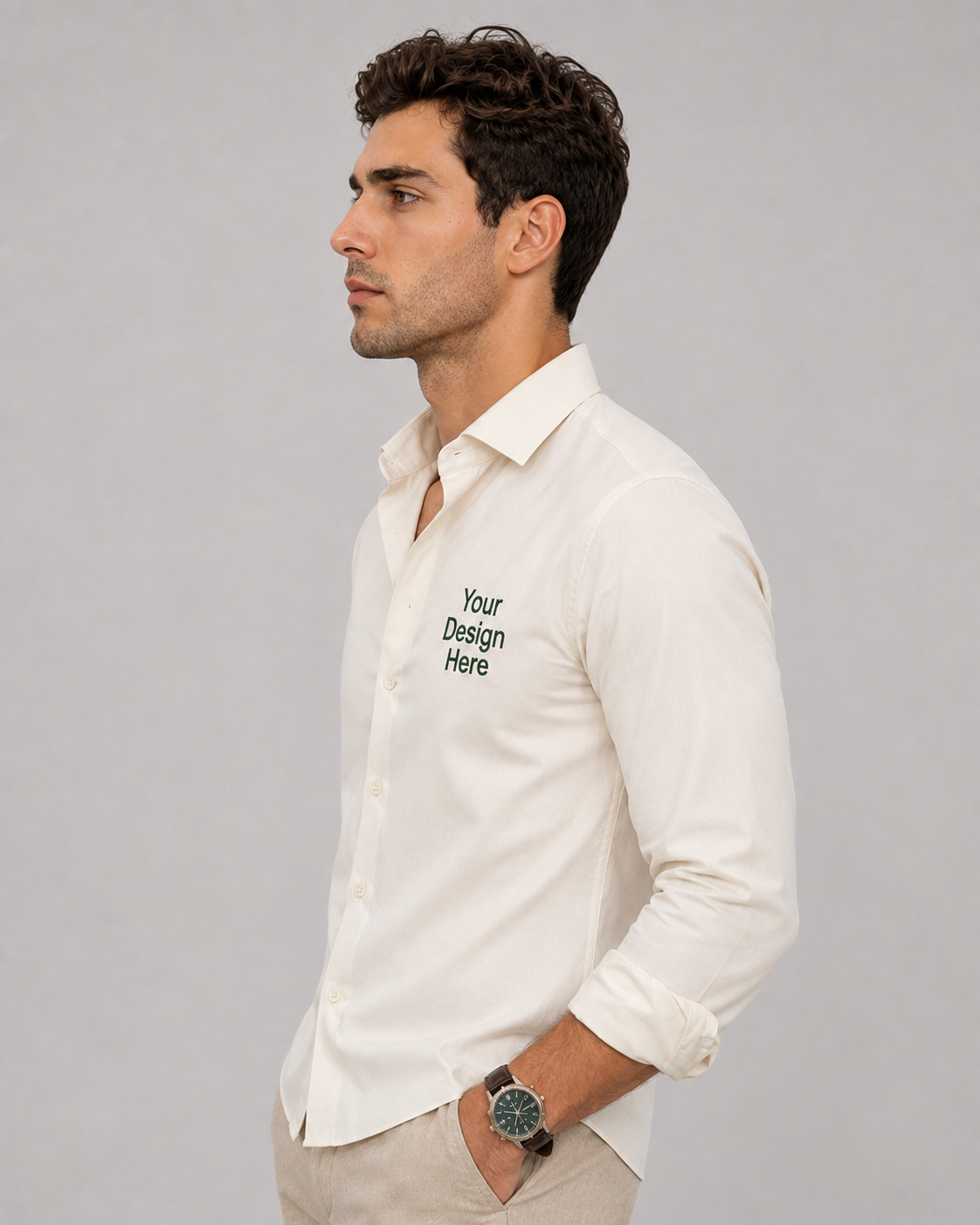 Personalised Embroidered Shirt - Cream