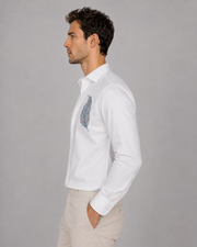 White Feather Embroidery Shirt