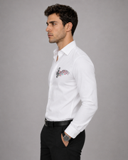 White Music Embroidery Shirt