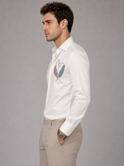 Feather Flight Embroidered Ivory Shirt