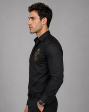 Ganesh Embroidered Black Shirt