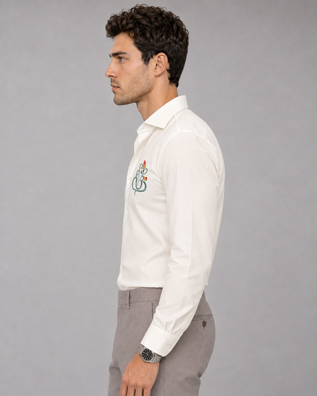 Ivory Ganesh Embroidered Shirt