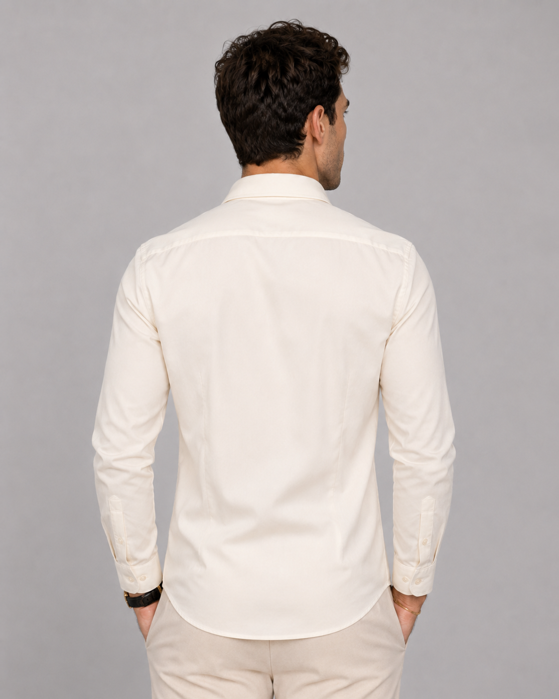 Cream Music Embroidery Shirt