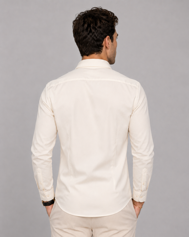 Cream Music Embroidery Shirt