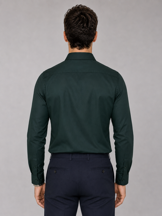 Bottle Green Geometric Heart Embroidered Shirt