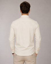 Ivory Feather Embroidered Cotton Satin Shirt