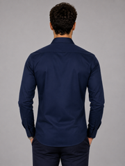Navy Geometric Heart Embroidered Shirt
