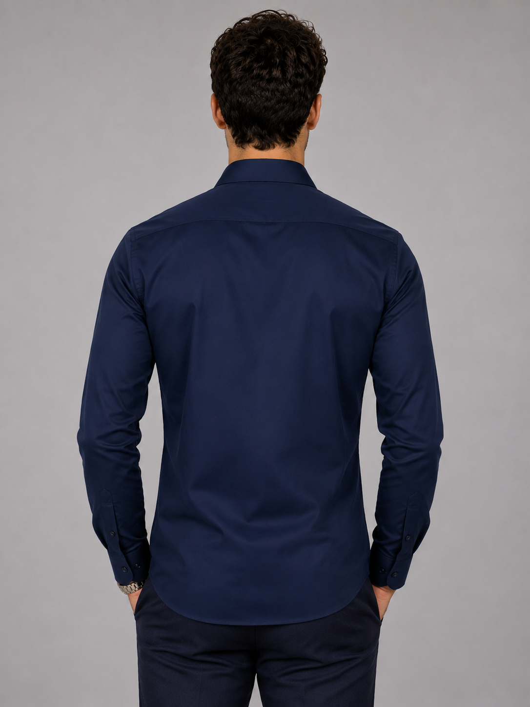Navy Geometric Heart Embroidered Shirt