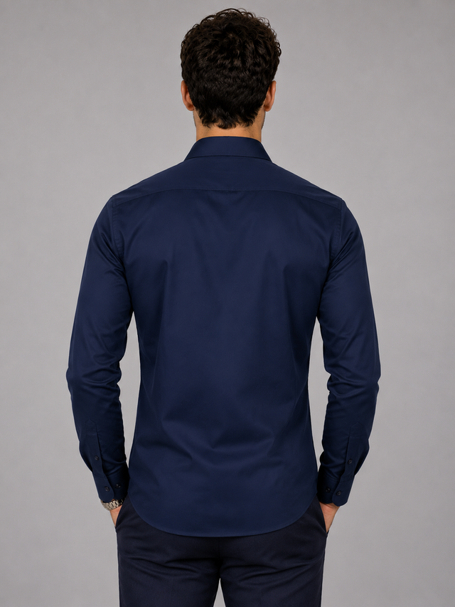 Navy Geometric Heart Embroidered Shirt