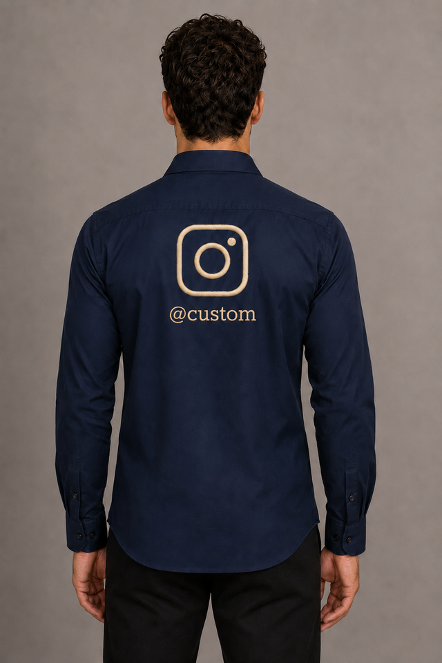 Custom Instagram Username Shirt – Navy Blue