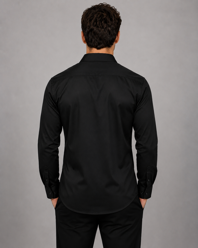 Black Monstera Embroidery Shirt