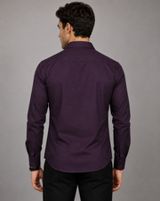 Dark Wine Floral Embroidery Shirt