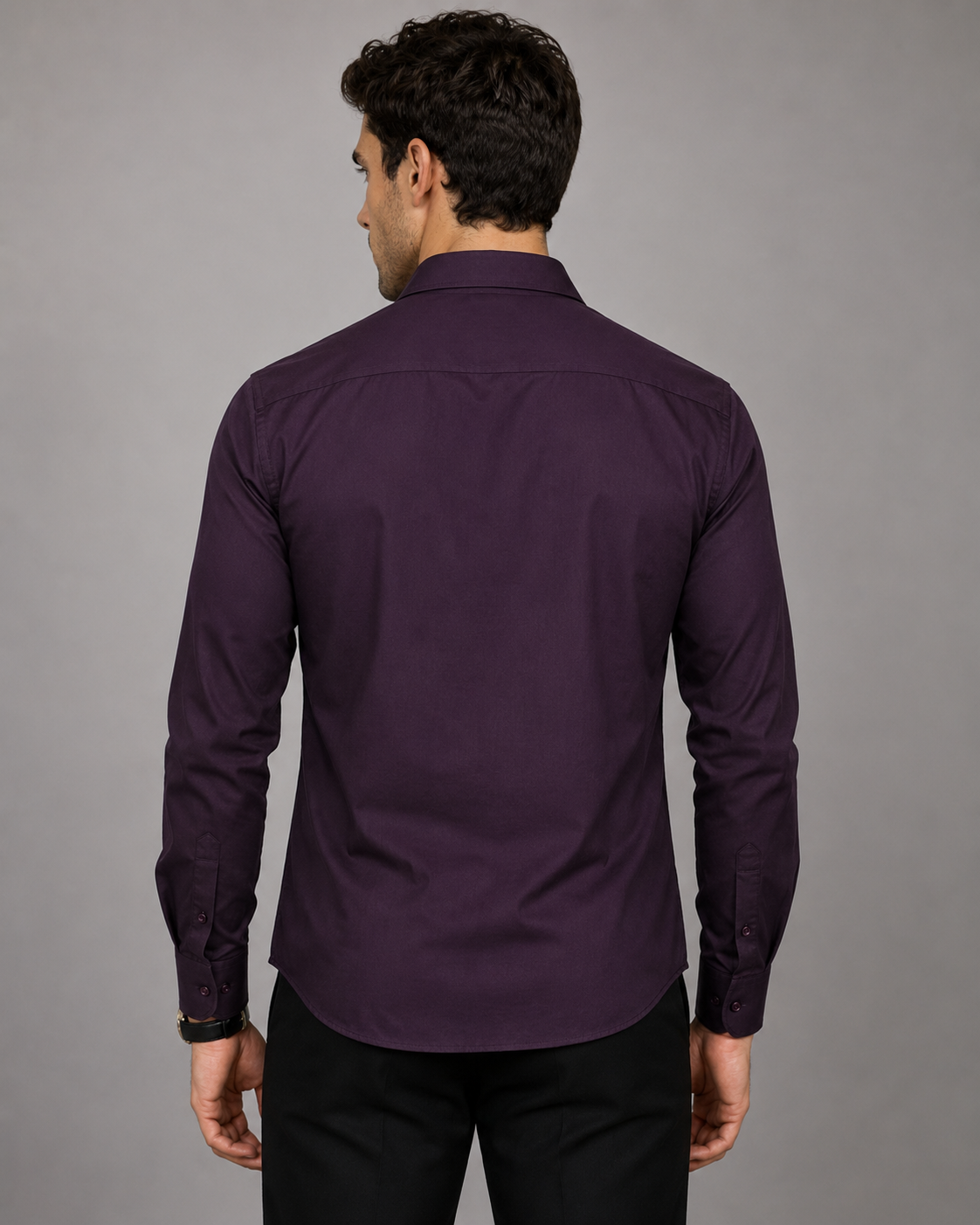 Dark Wine Floral Embroidery Shirt