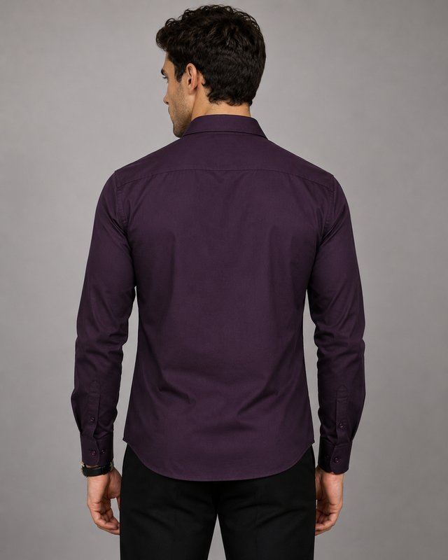 Dark Wine Floral Embroidery Shirt