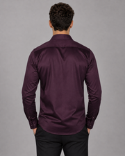 Dark Wine Monstera Embroidered Shirt