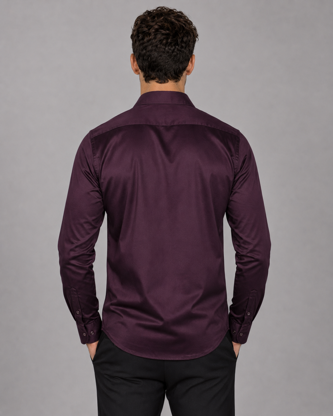 Dark Wine Monstera Embroidered Shirt