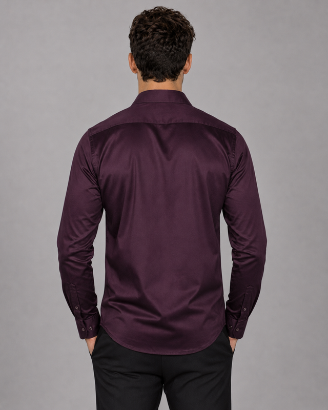 Dark Wine Monstera Embroidered Shirt