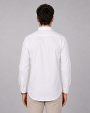 White Palm Embroidered Cotton Satin Shirt