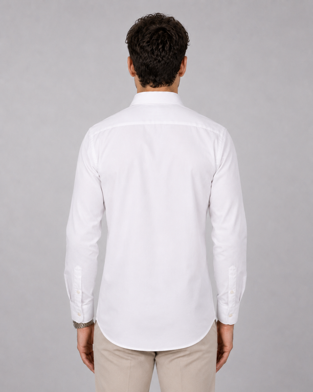 White Palm Embroidered Cotton Satin Shirt