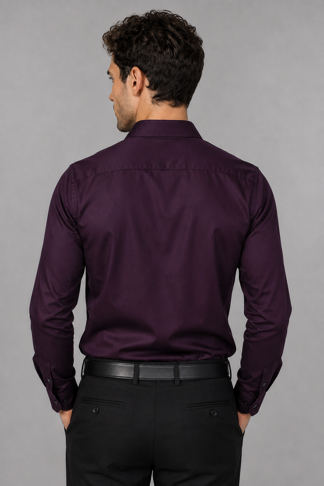 Royal Plum Eagle Embroidered Shirt