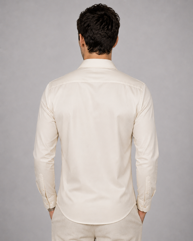 Cream Palm Embroidery Shirt
