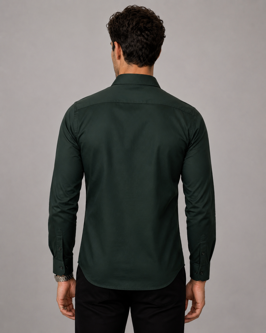 Bottle Green Ganesh Embroidered Shirt
