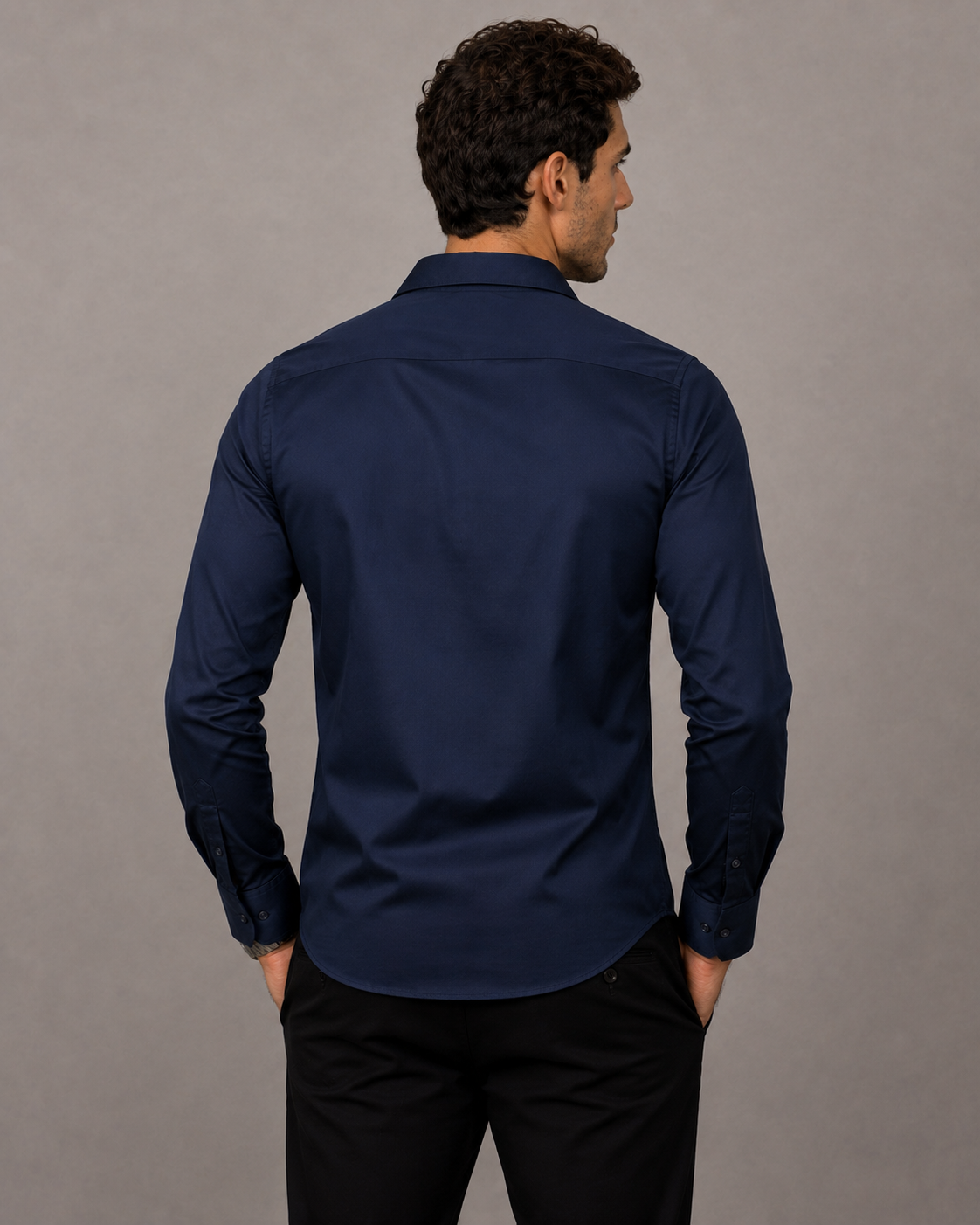 Navy Blue Ganesh Embroidered Shirt