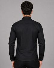 Black Eagle Embroidered Cotton Satin Shirt