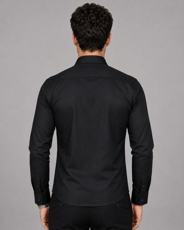 Black Eagle Embroidered Cotton Satin Shirt