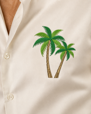 Cream Palm Embroidery Shirt