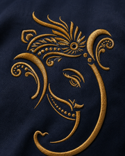 Navy Blue Ganesh Embroidered Shirt