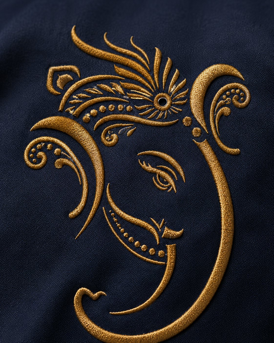 Navy Blue Ganesh Embroidered Shirt