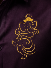 Ganesh Embroidered Wine Shirt