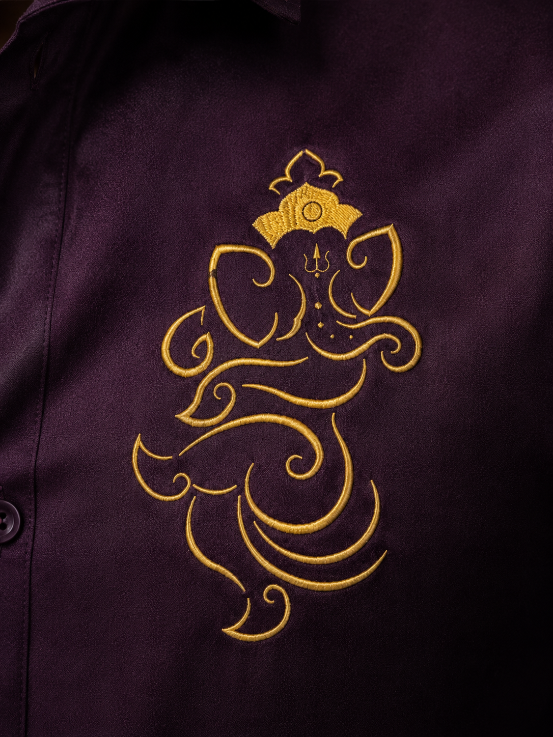 Ganesh Embroidered Wine Shirt