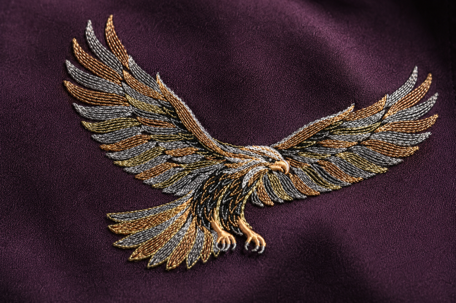 Royal Plum Eagle Embroidered Shirt