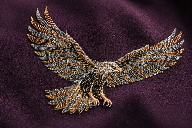 Royal Plum Eagle Embroidered Shirt