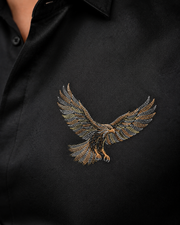Black Eagle Embroidered Cotton Satin Shirt
