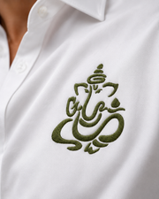 White Ganesh Embroidered Shirt