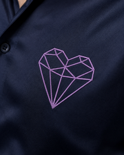 Navy Geometric Heart Embroidered Shirt